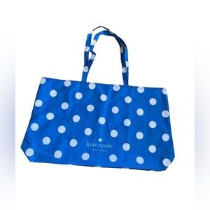 Kate Spade New York Blue and White Polka Dot Tote Bag Large
